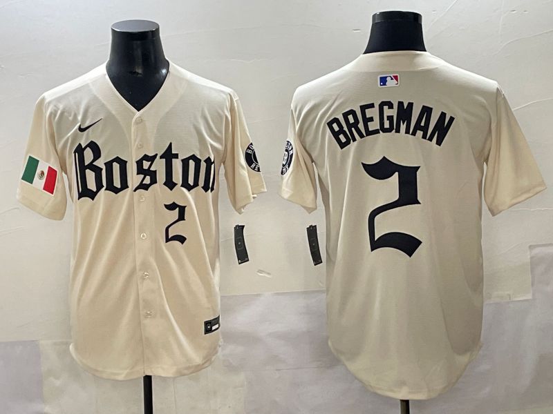 Men 2025 Boston Red Sox #2 Bregman Cream Five generations Joint Name Nike MLB Jersey style 11->boston red sox->MLB Jersey